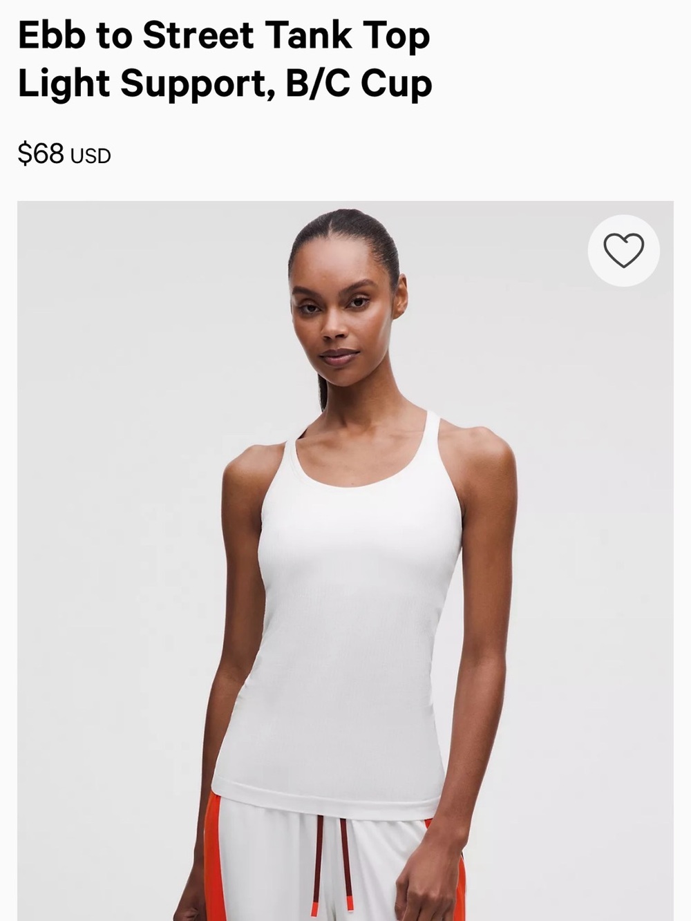 lululemon athletica White Ebb to Street Tank Top